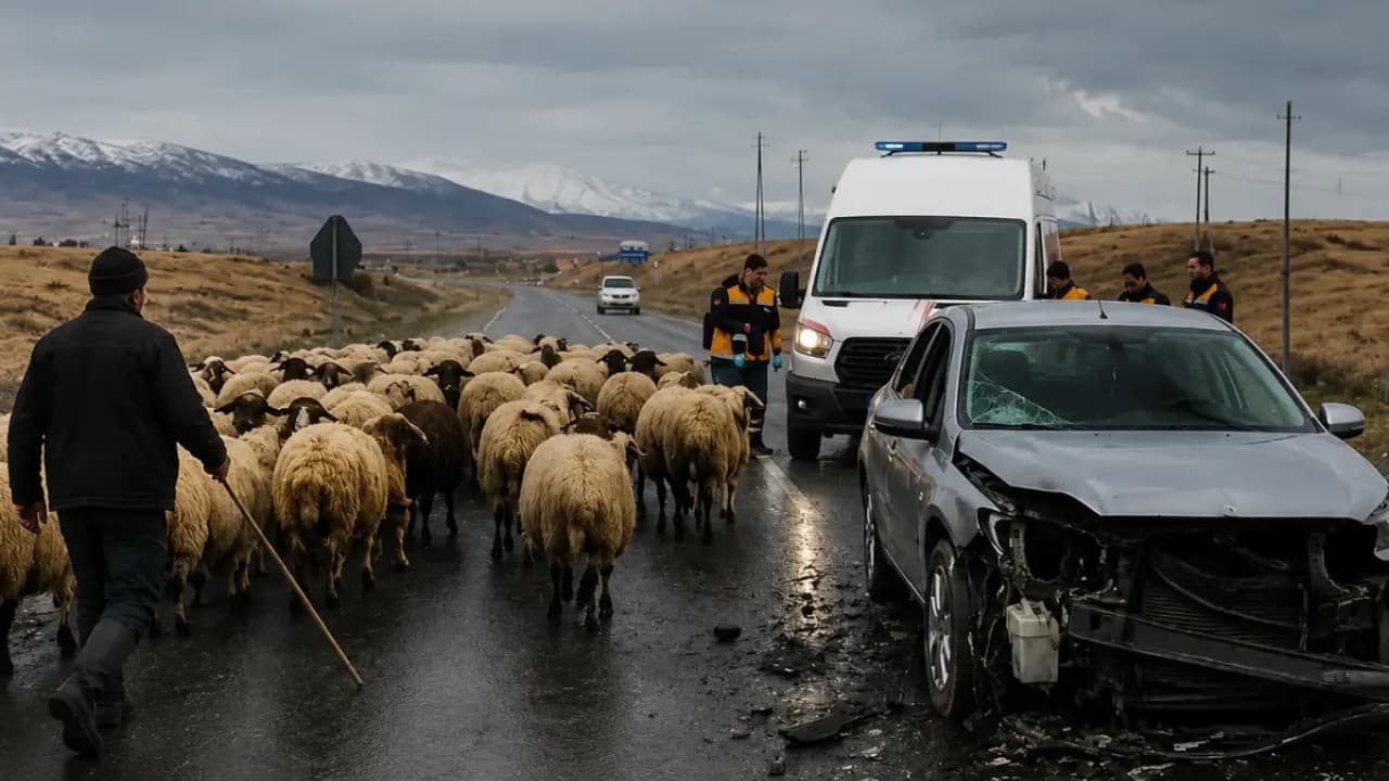 Kars'ta Koyun Sürüsü Nedeniyle Trafik Kazası: 3 Yaralı
