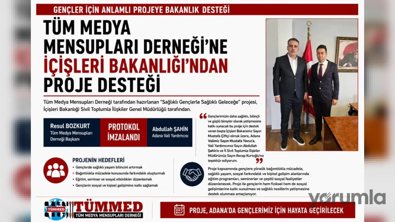 Sağlıklı Gençlerle Sağlıklı Geleceğe projesi protokolü Adana Valiliğinde imzalandı