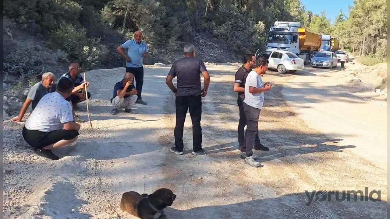 Serik’te taş ocakları tepkisi: Muhtar yol kapattı, kamyonlara branda istedi