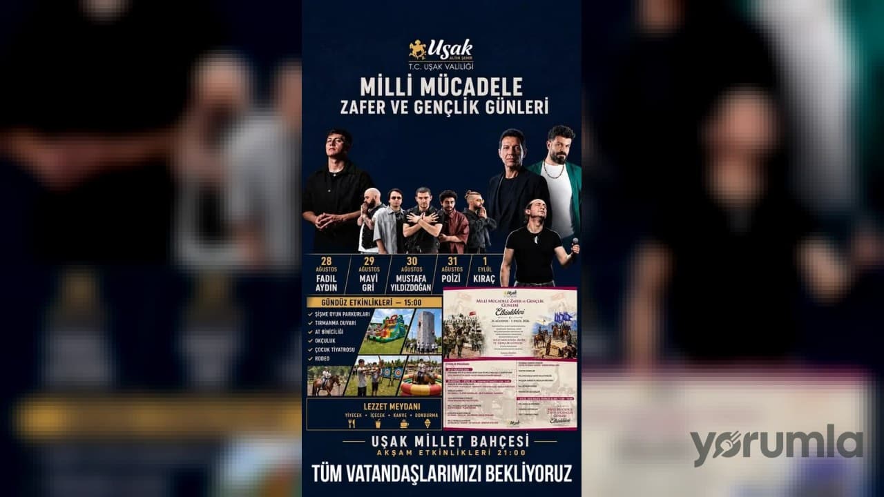 Uşak’ta 26 Ağustos’ta başlayacak “Milli Mücadele, Zafer ve Gençlik Günleri”