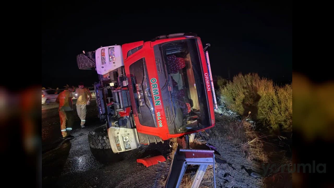 Bursa Orman Bölge Müdürlüğü arazözü Balıkesir’de devrildi: 5 yaralı