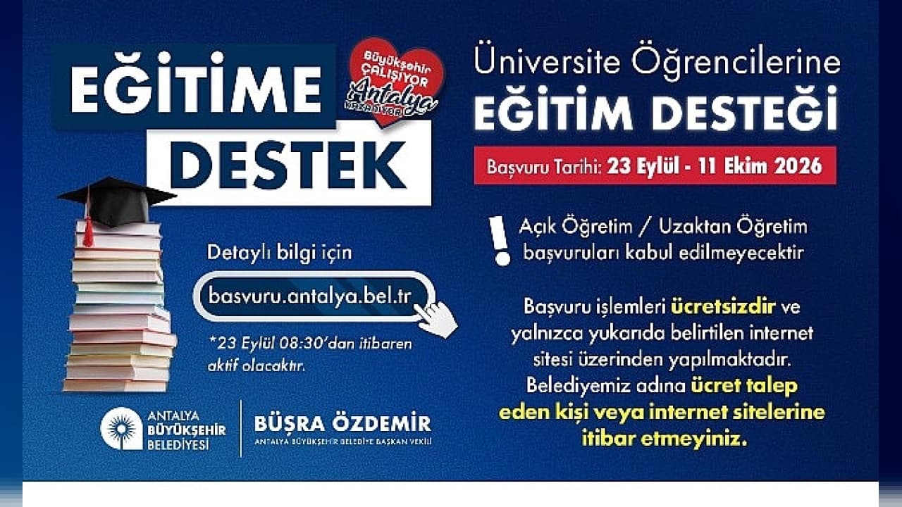 Antalya Büyükşehir'den Üniversite Öğrencilerine 20 Bin TL Eğitim Desteği: Başvurular Başlıyor