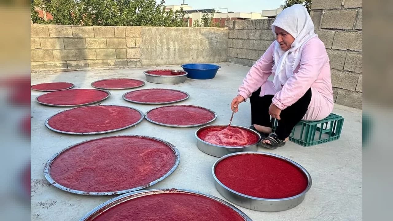 Adıyaman'da damlar ve balkonlar salçalık biberlerle doldu