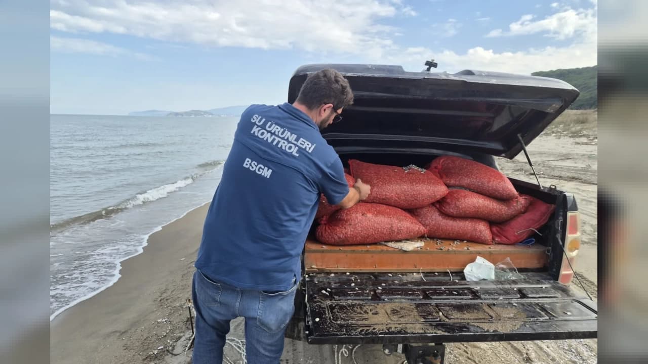 BURSA'DA YASA DIŞI AVLANAN 2,8 TON KUM ŞIRLANI ELE GEÇİRİLDİ