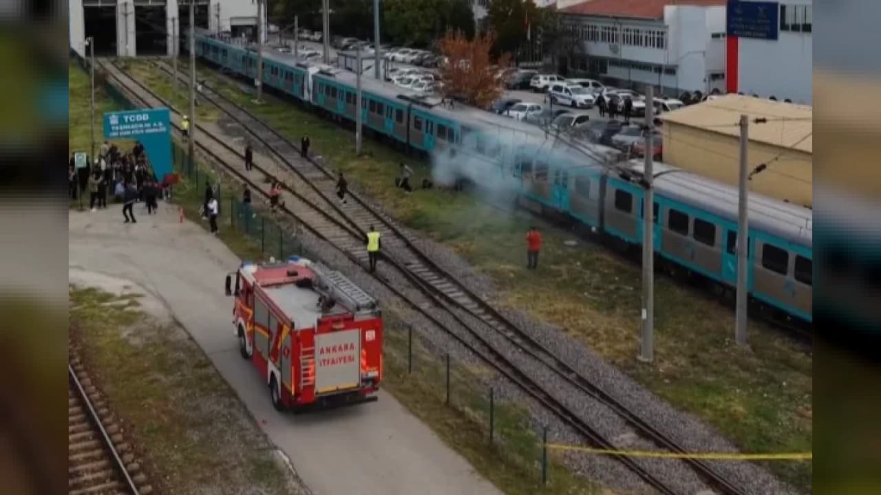 Ankara'da Başkentray treni için gerçeği aratmayan tatbikat