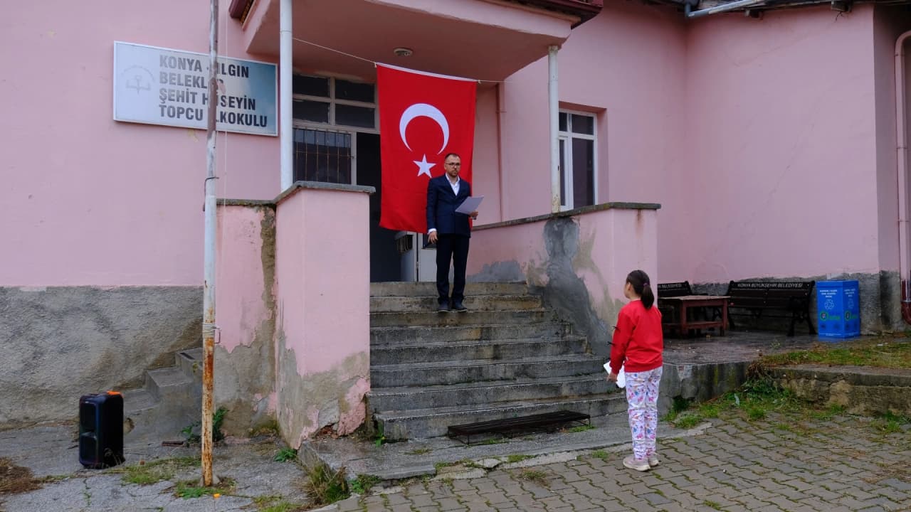 Konya'da Tek Öğrencili Okulda Cumhuriyet Bayramı Kutlaması