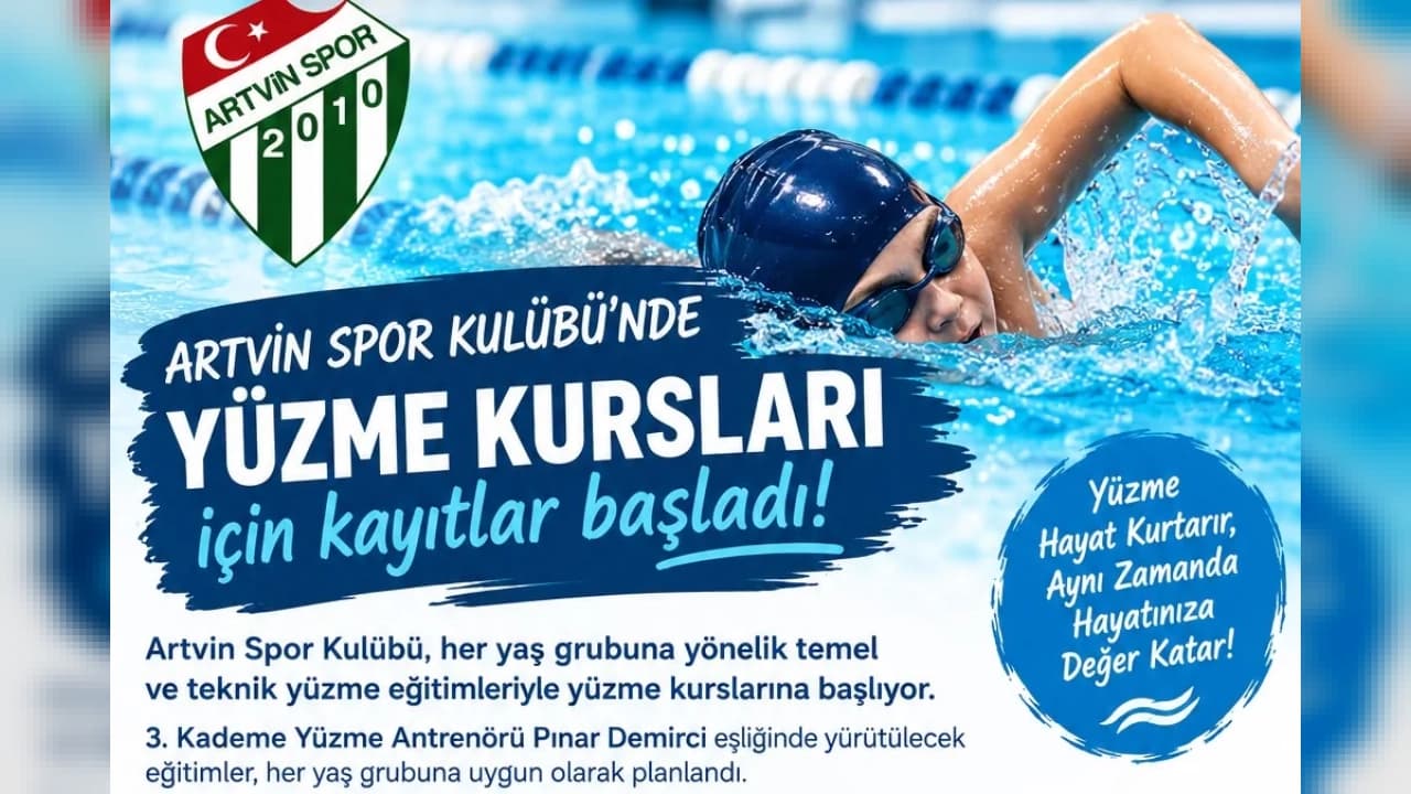 Artvin Spor Kulübü'nde her yaş grubuna yönelik yüzme kursu