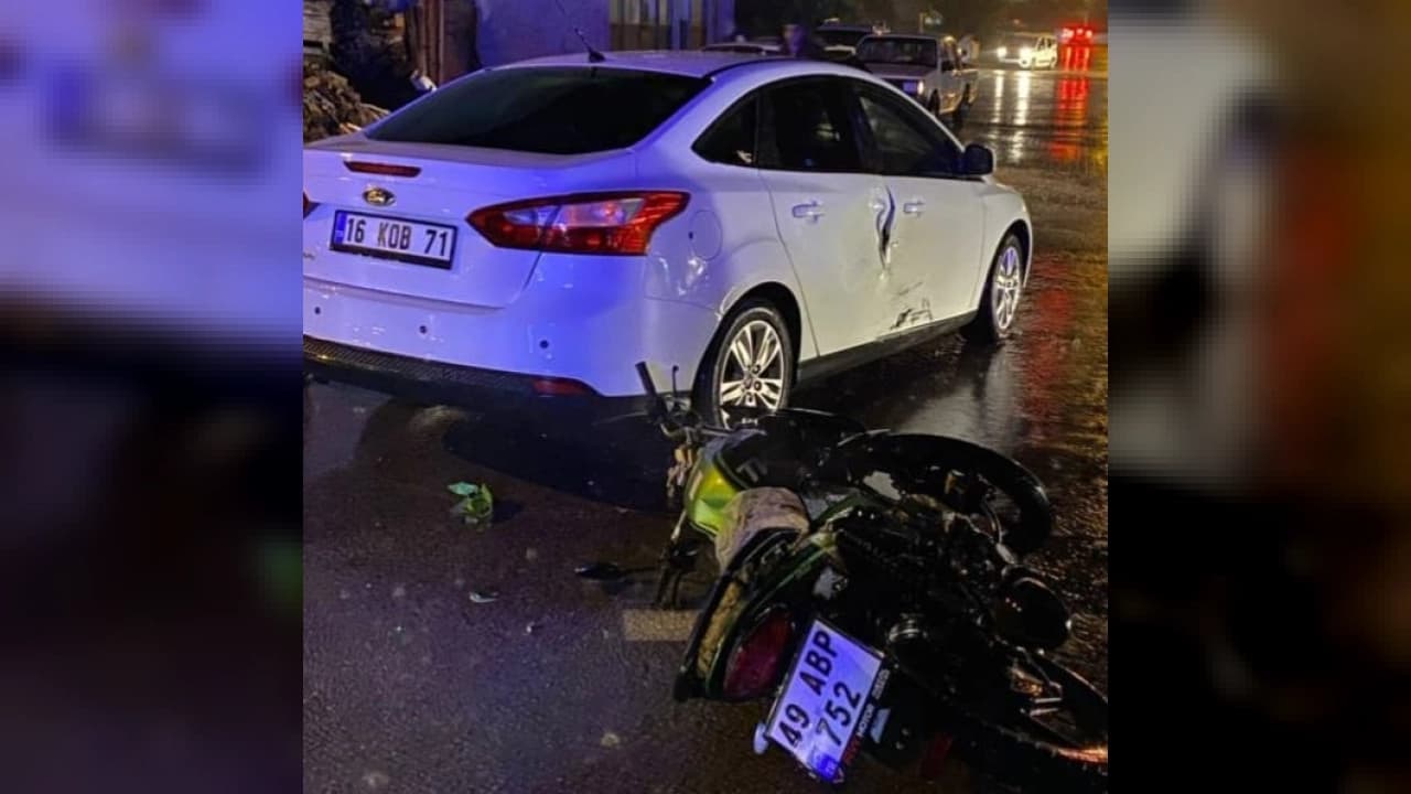 İnegöl'de otomobille çarpışan motosikletteki 2 kardeş yaralandı