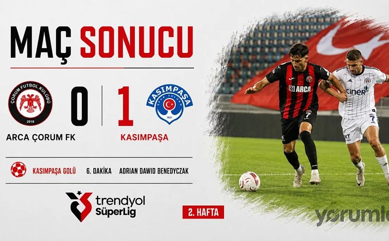 Kasımpaşa, Arca Çorum FK’yı 1-0 yenerek deplasmandan 3 puan aldı