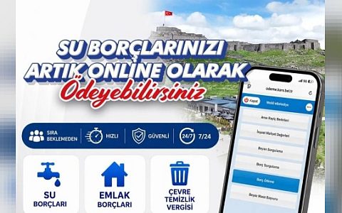 Kars Belediyesi e-belediye “odeme.kars.bel.tr” ile online borç ödeme hizmeti sundu