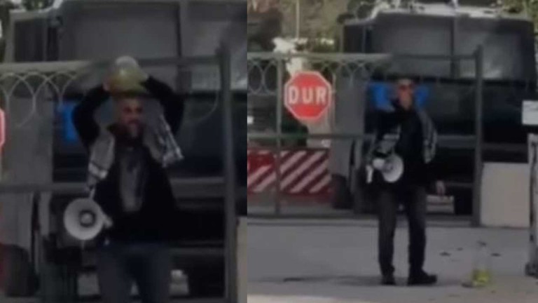 Adana'da Şok Protesto: İsrail Karşıtı Eylemci Konsolosluk Önünde Kendini Yakmak İstedi