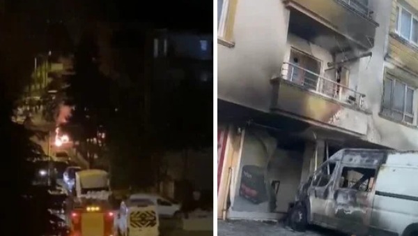 Yeşiltepe 2000’inci Sokak'taki yangında bir dükkan, minibüs ve daire zarar gördü