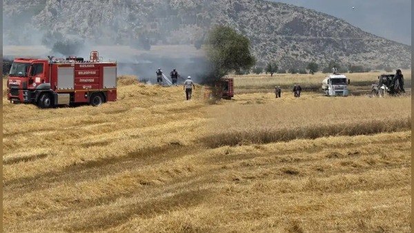 Bucak Kızılkaya Yuva Ovası’nda çıkan arazi yangını kontrol altına alındı