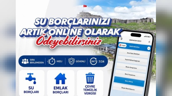 Kars Belediyesi e-belediye “odeme.kars.bel.tr” ile online borç ödeme hizmeti sundu