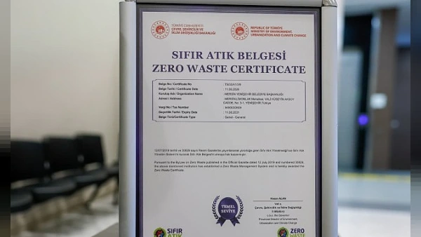 Mersin Yenişehir Belediyesi'ne Bakanlıktan Sıfır Atık Belgesi