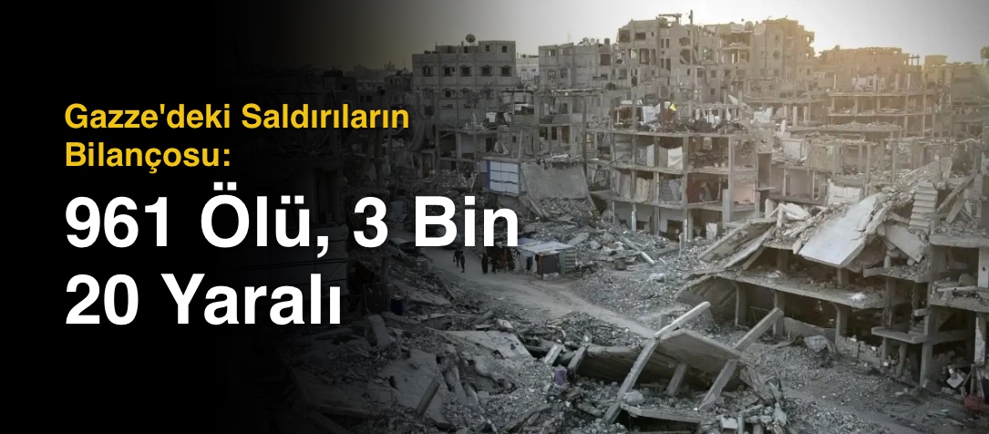Gazze'deki Saldırıların Bilançosu: 961 Ölü, 3 Bin 20 Yaralı