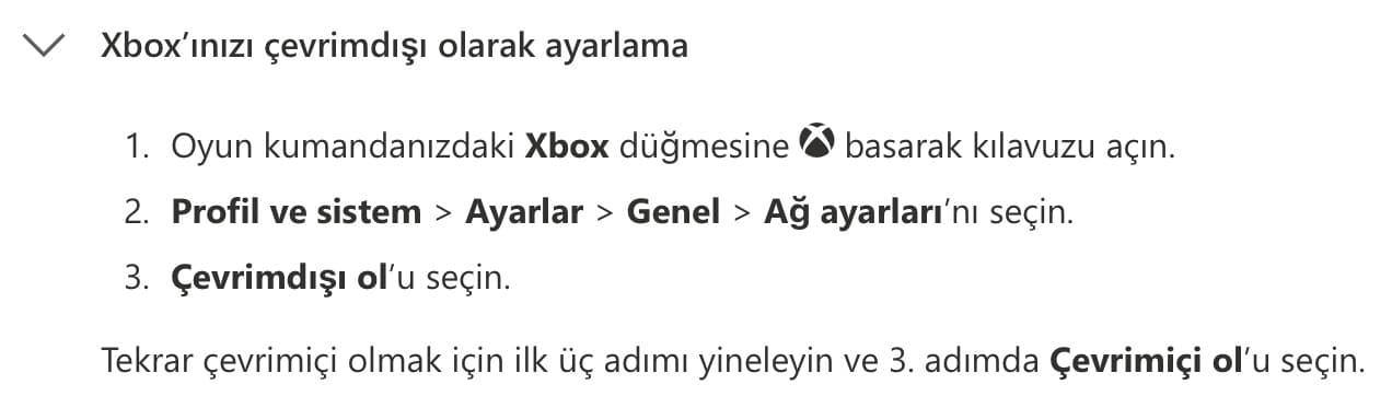 xbox çevrimdışı olma