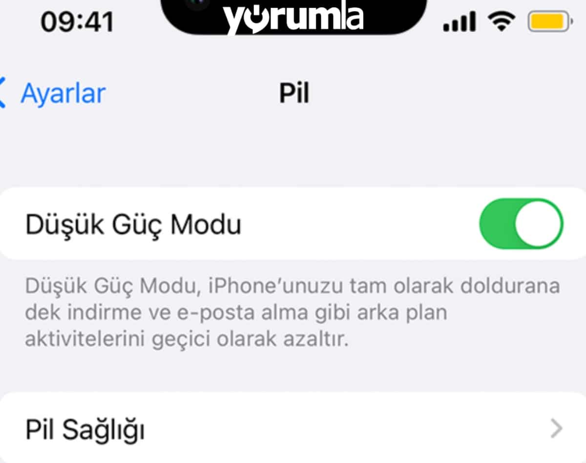 iphone pil şarj görünümü sarı renk