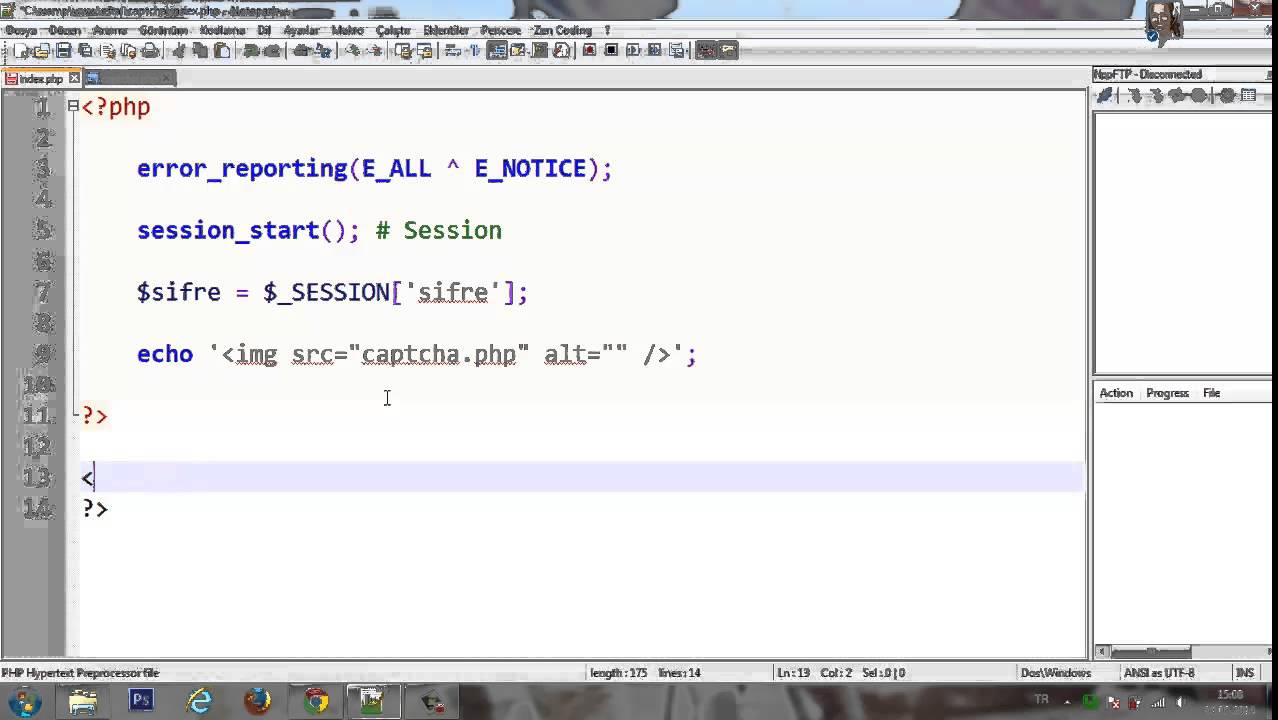 PHP kodu, CAPTCHA güvenlik kodu oluşturmak ve kullanmak