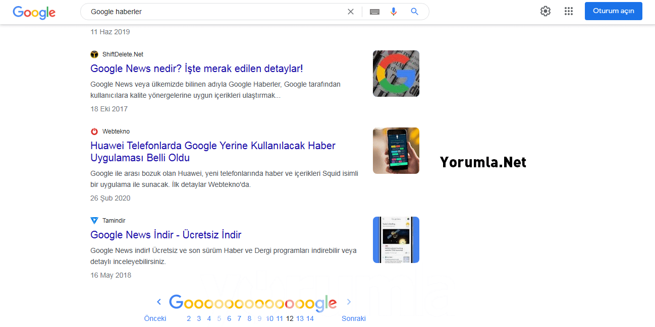 Google Haberler'de Sayfam En Sonlarda